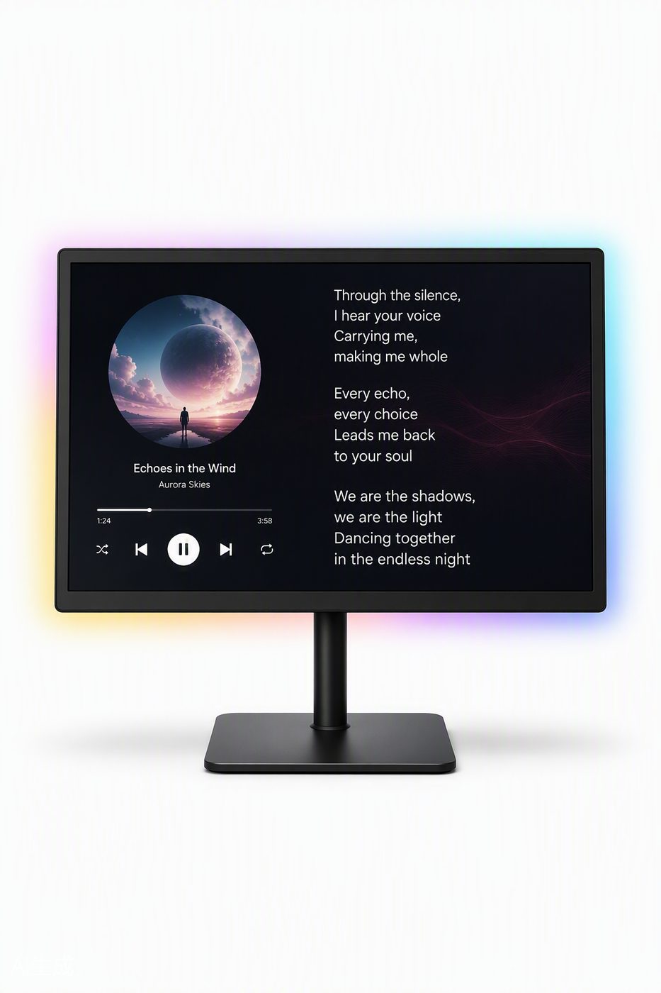 LD-156 15.6 inch desktop lyrics art display with RGB backlight wholesale