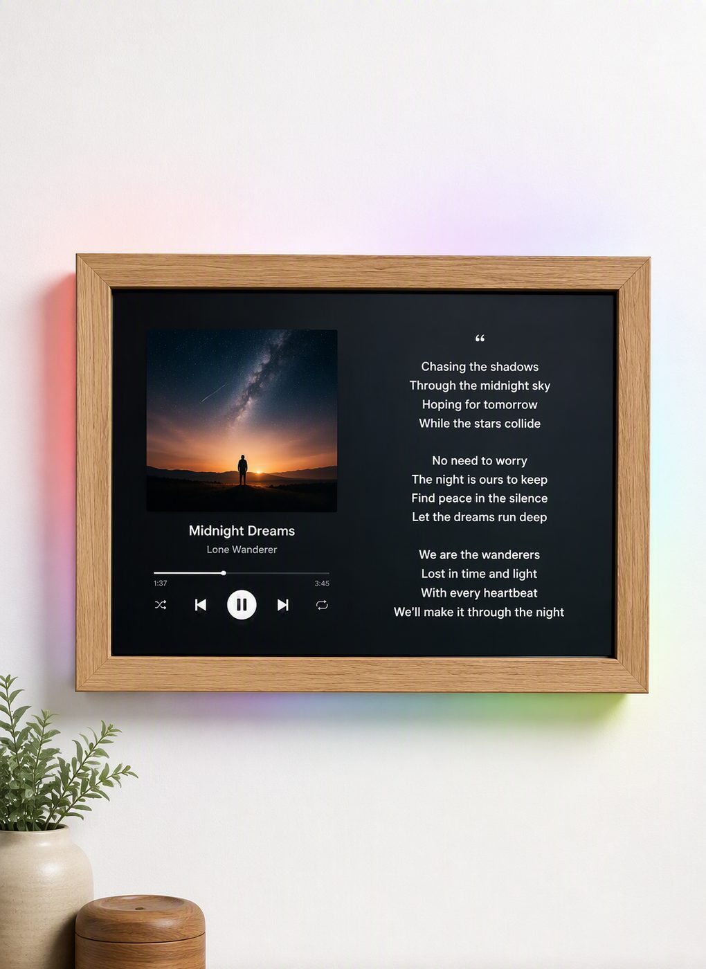 LD-215 21.5 inch wall mounted lyrics art display wooden frame best seller